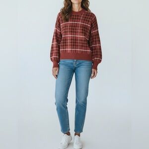 En Saison plaid balloon sleeve sweater size small